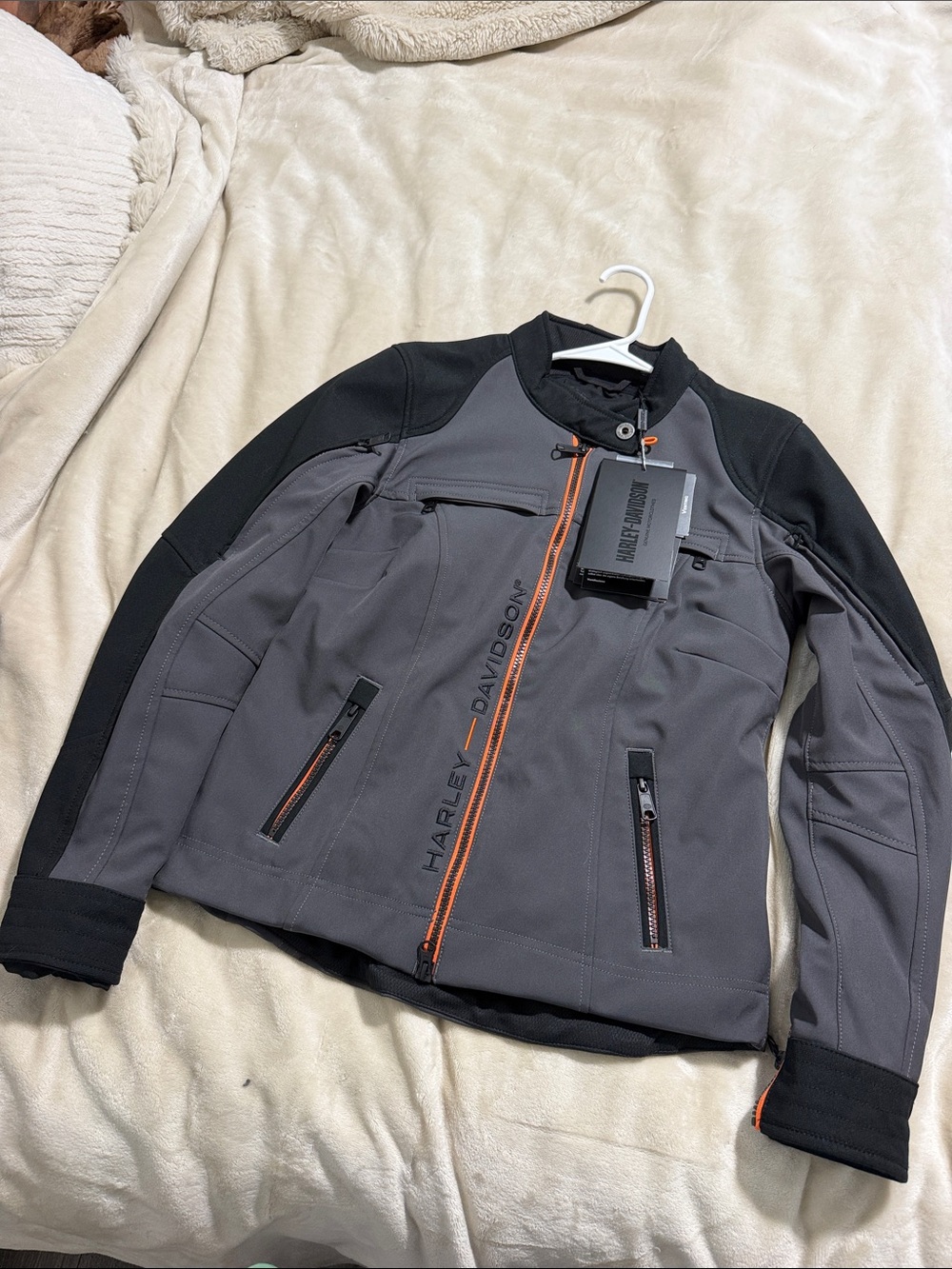 Harley-Davidson Women’s Gray & Black Softshell Jacket with Orange Accents